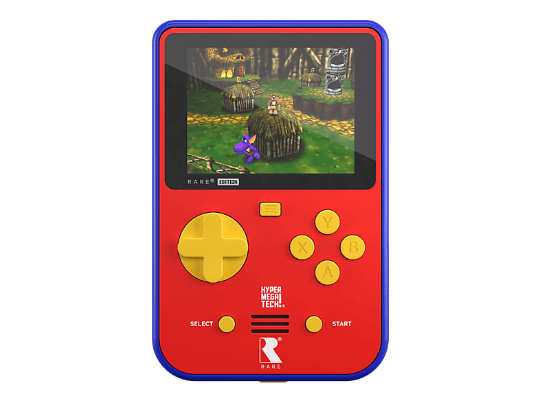 Consola retro portátil - Koch Media HyperMegaTech Rare Super Pocket, Pantalla LCD 2.8", Hasta 4h de autonomía, USB-C, Rojo y azul