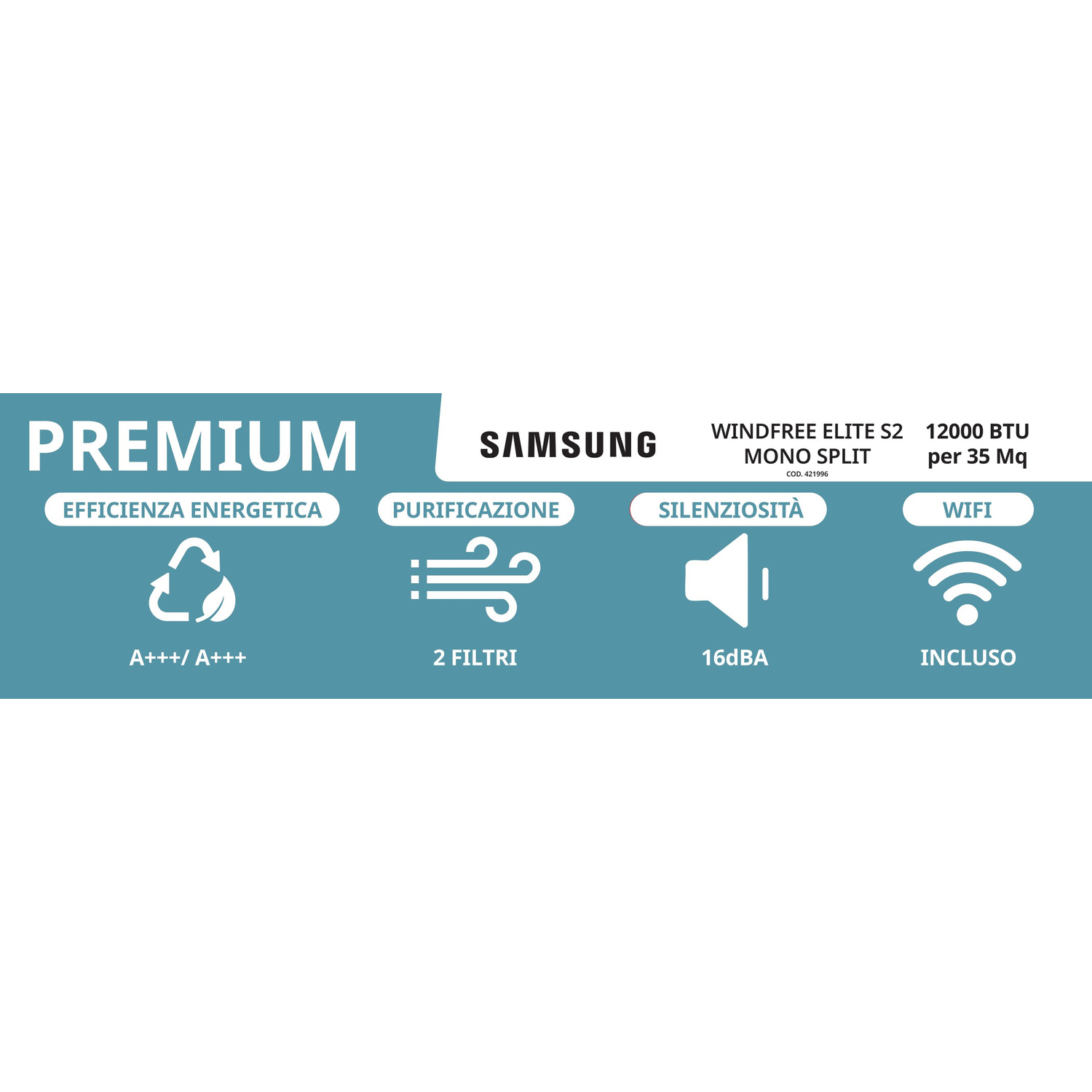 Samsung Windfree Elite S2: Premium, Efficienza A+++, 2 Filtri, 16dBA, WiFi incluso.