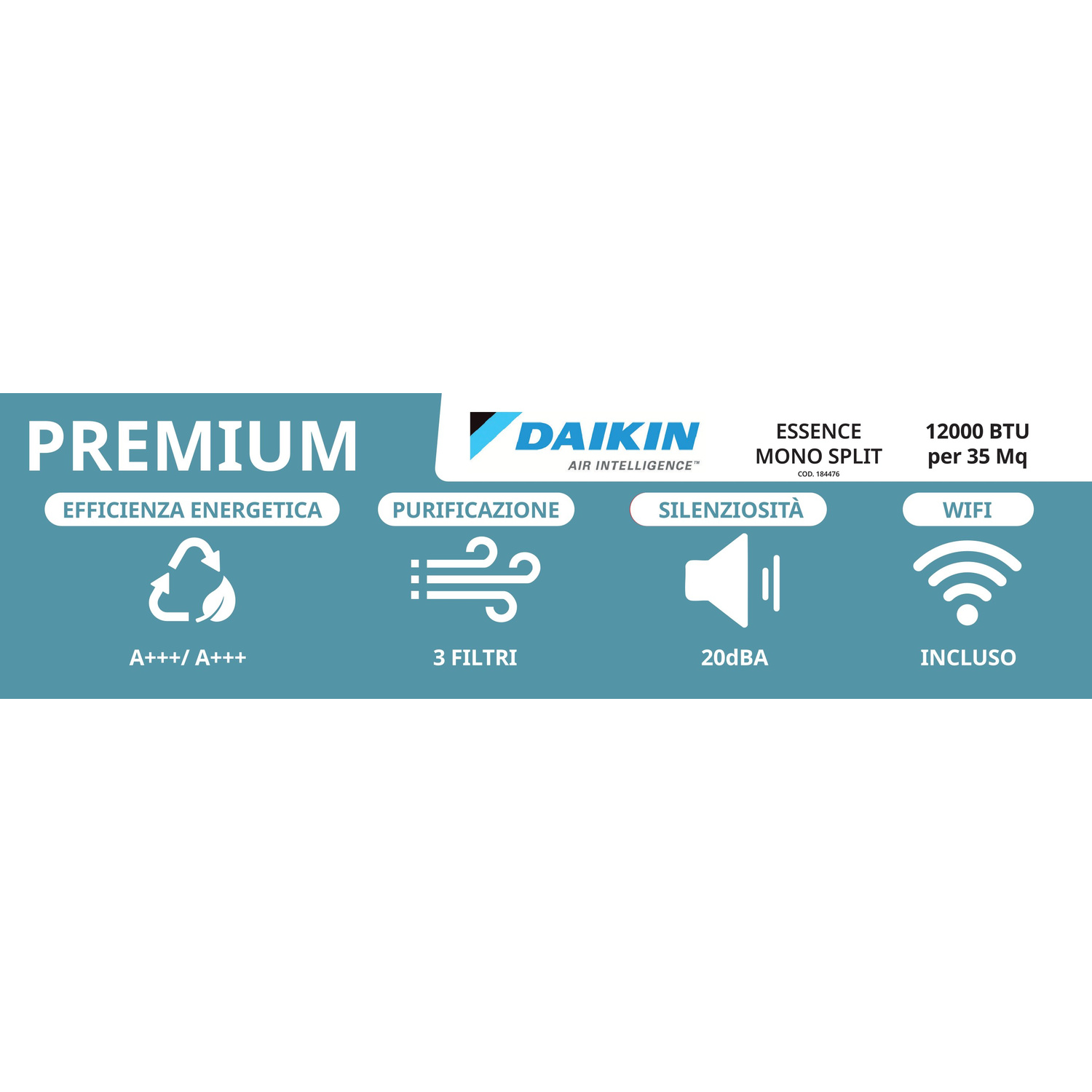 Daikin Premium AC: Efficienza Energetica A+++, 3 Filtri, 20dBA, WiFi.