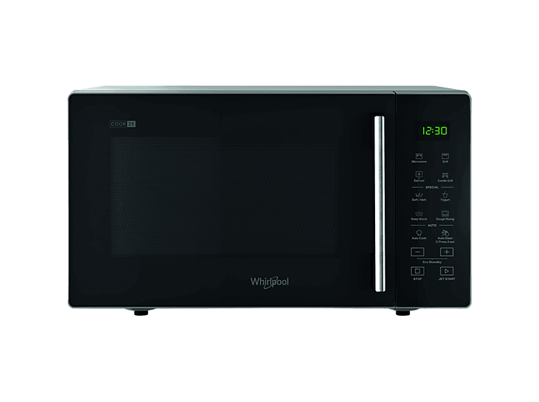 Microondas con grill - Whirlpool MWP 253 SB, 900 W, 7 Niveles, 25 l, Auto cook, Pantalla táctil, Grill de cuarzo, Negro