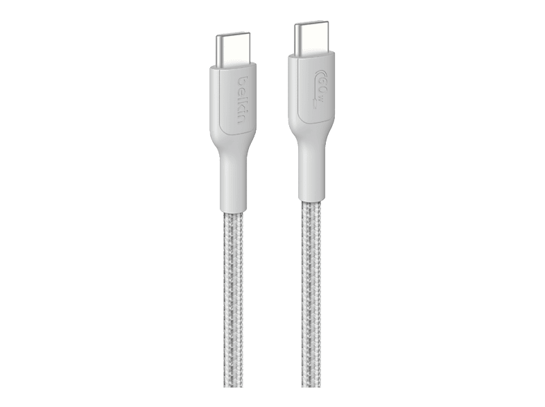 Cable USB - Belkin , CAB024 CAB024, 2m, Universal, USB-C a USB-C, 60W, Blanco