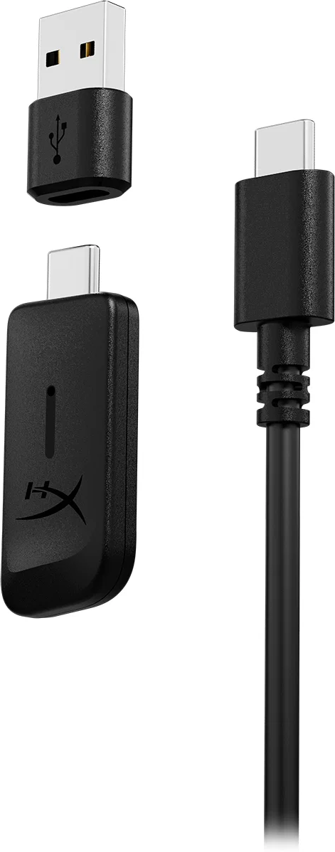 Due adattatori USB-C neri con cavo, un adattatore ha una spina USB-A.