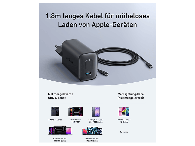 Anker Ladegerät Nano 100W, mit USB-C Kabel, Schwarz — Foto 4 von 5