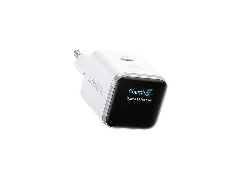 Anker Ladegerät Nano 45W, Smart Display, Perlweiß