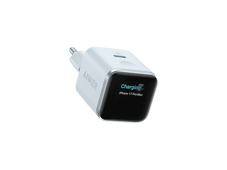Anker Ladegerät Nano 45W, Smart Display, Nebelgrau