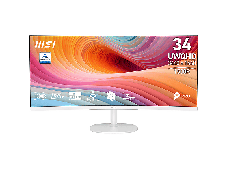 MSI Pro MP341CQWDE E12 34 Zoll Monitor, 2K UltraWide QHD, 4 ms Reaktionszeit, 300 cd/m², 120 Hz, Weiß