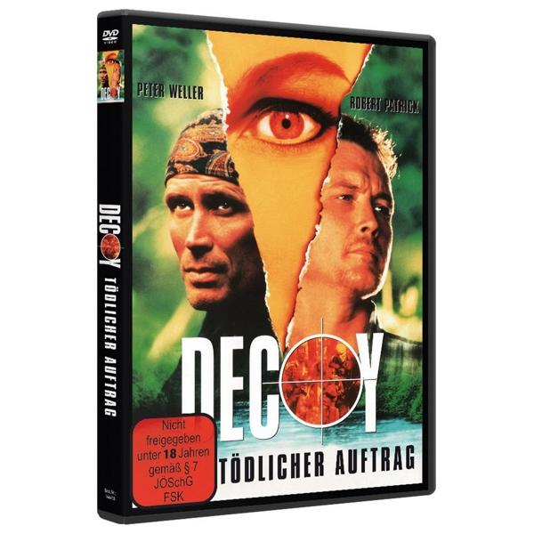DVD-Hülle mit Peter Weller und Robert Patrick, Titel: Decoy Tödlicher Auftrag.
