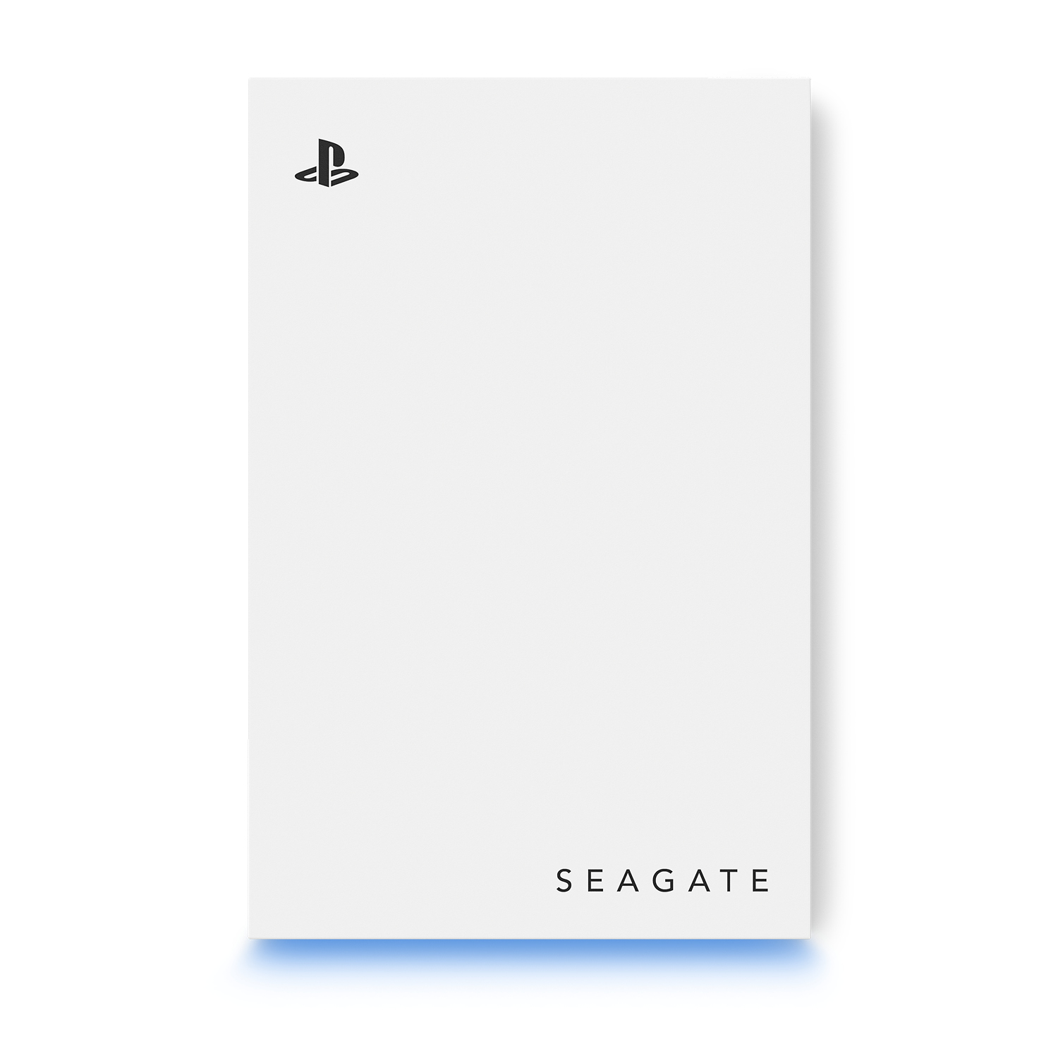 Weiße Verpackung mit PlayStation-Logo und Seagate-Schriftzug.