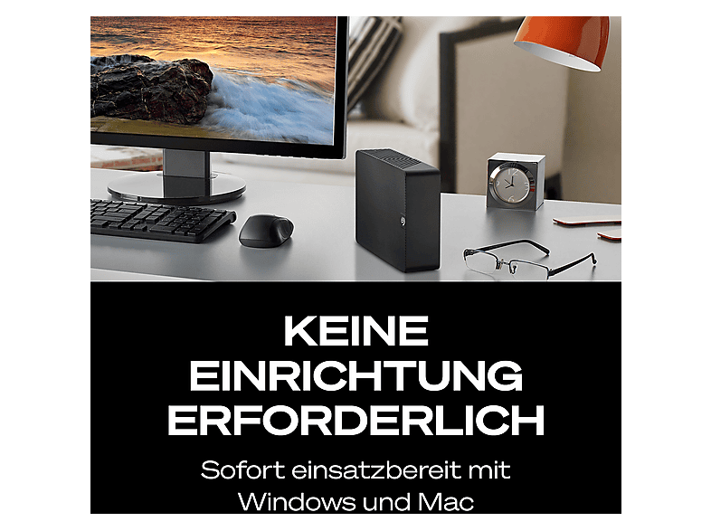 SEAGATE 10TB Festplatte Expansion Desktop, Extern, 3.5 Zoll, USB 3.0, 2 Jahre Rescue Service, Schwarz — Foto 4 von 5