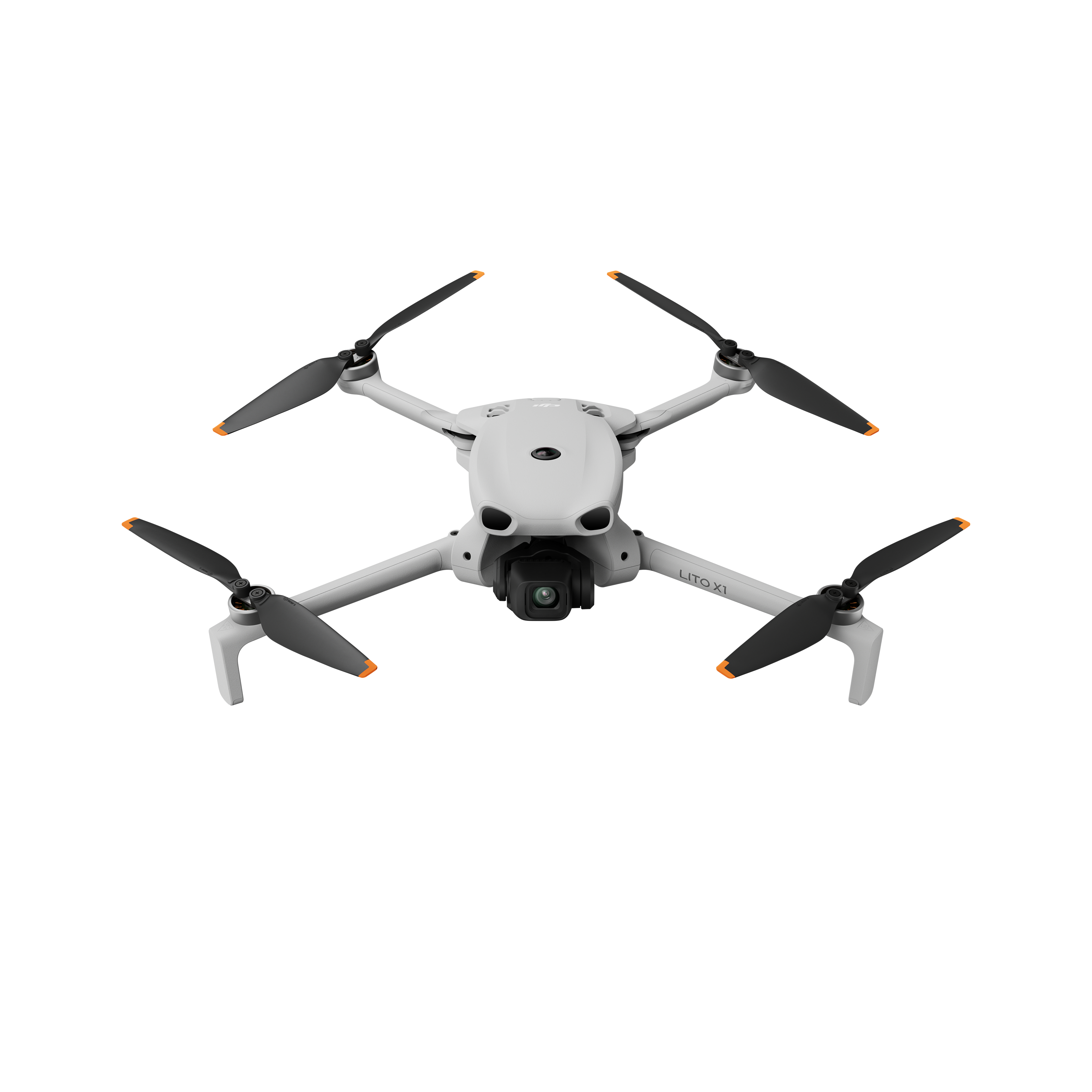 Ein weißer DJI Mini 3 Pro Drohne mit vier Propellern und Kamera.