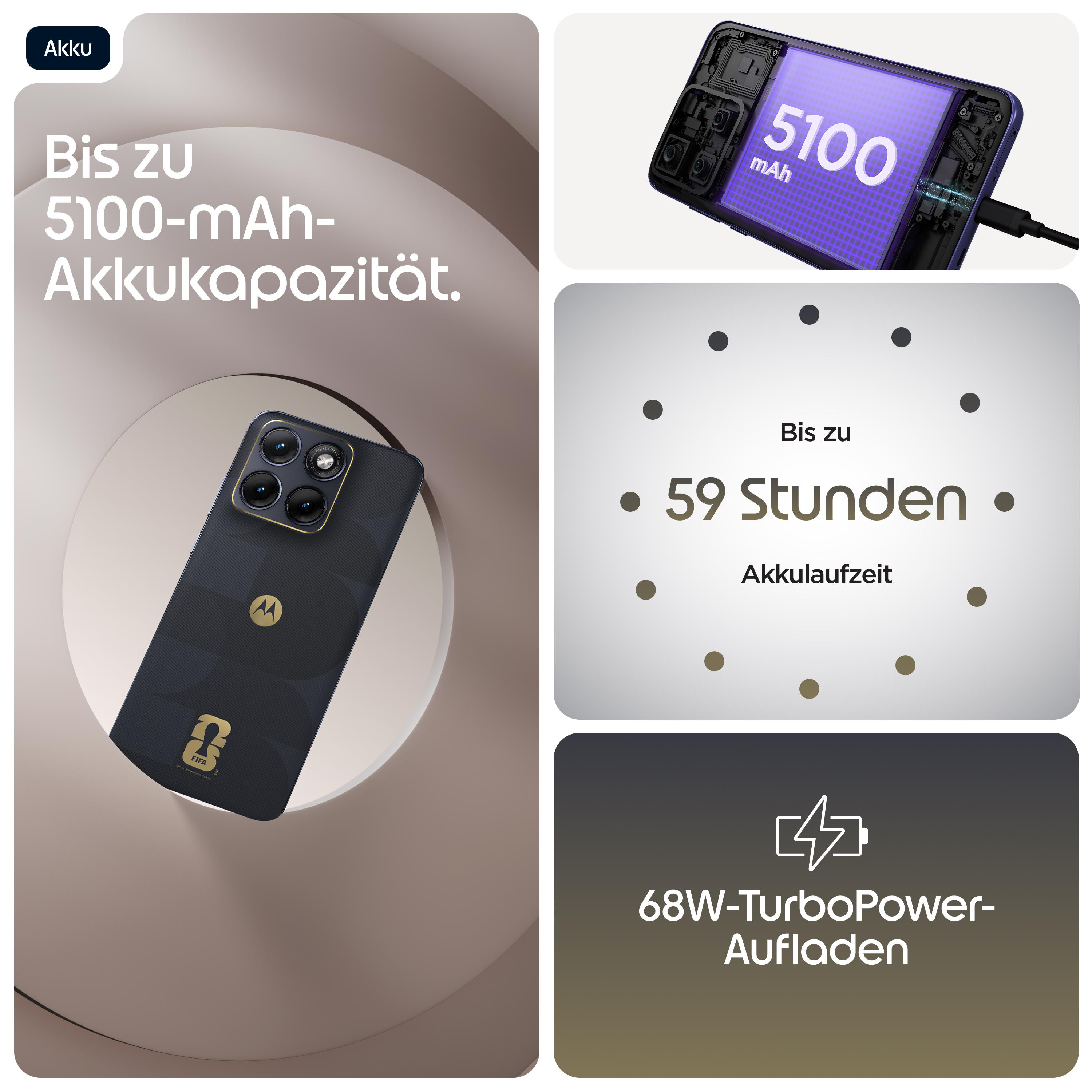 Ein Smartphone mit 5100 mAh Akku, 59 Stunden Akkulaufzeit und 68W TurboPower Laden.