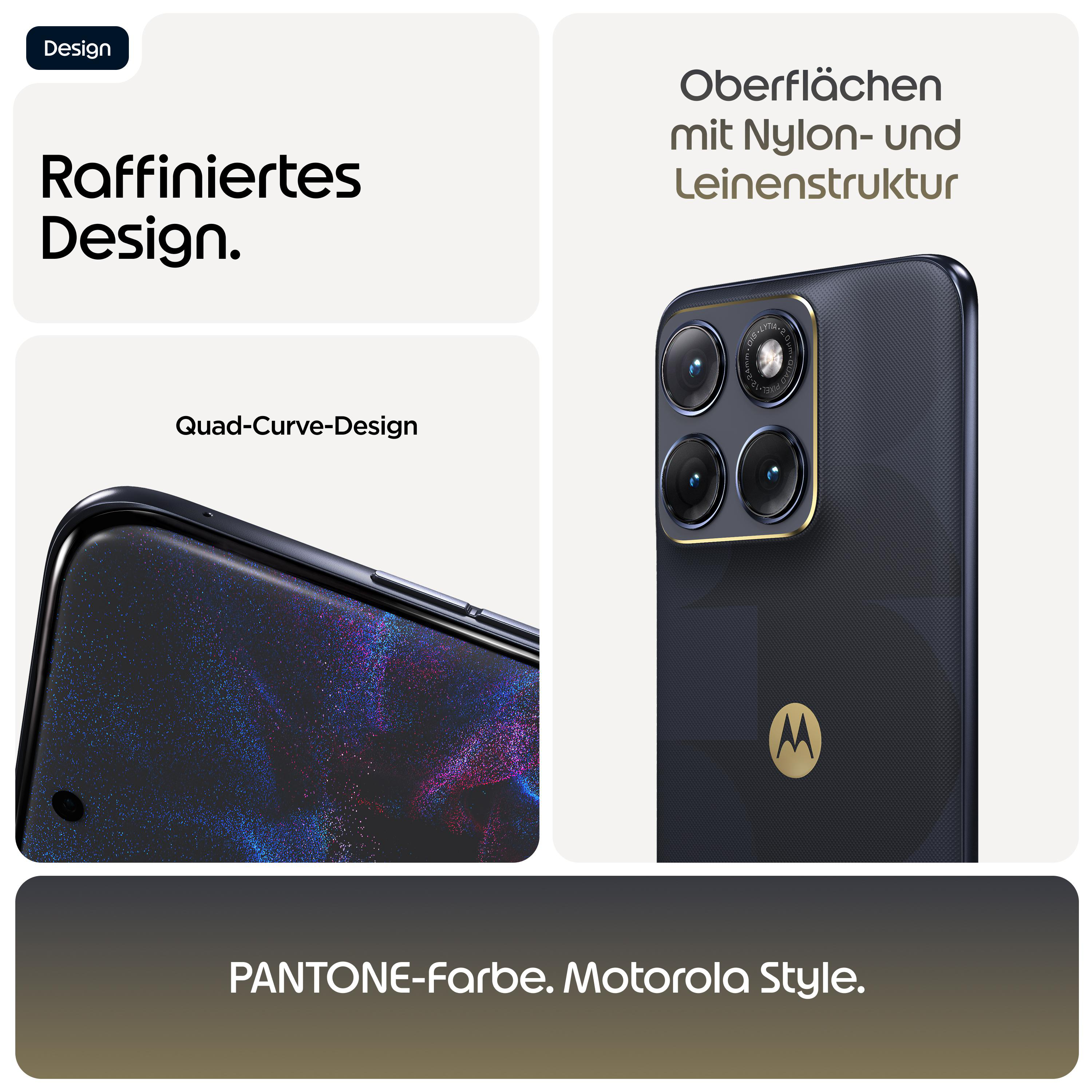 Raffiniertes Design: Smartphone mit Quad-Kamera und Nylon-Leinenstruktur.