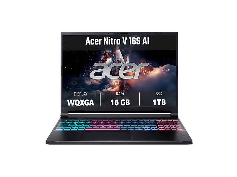 ACER Nitro V 16S AI ANV16S-41 Notebook Gaming, 16 ", processore AMD Ryzen 7 260, NVIDIA GeForce RTX™ 5060, RAM 32 GB, 1024 GB SSD, Black, Windows 11 Home