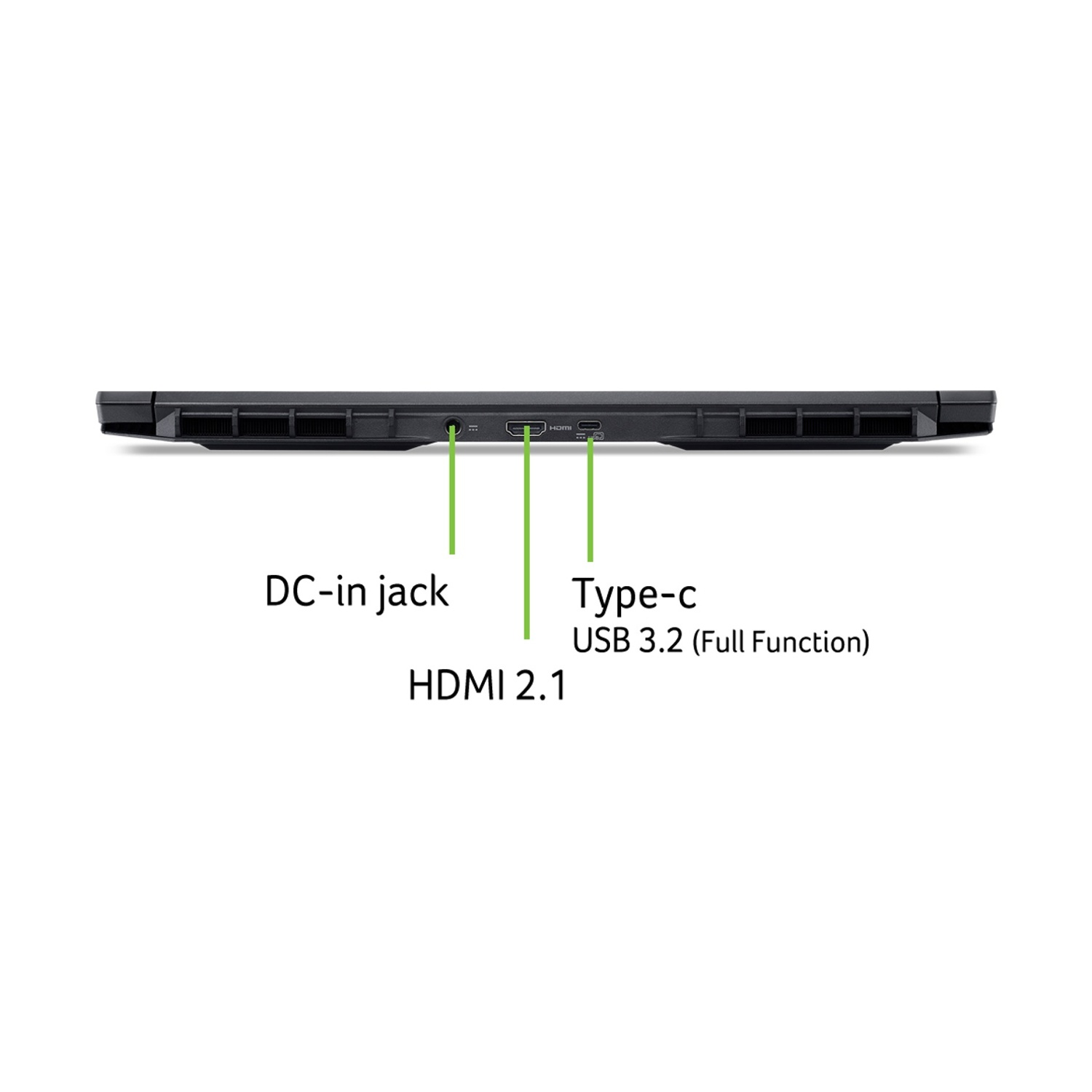 Porte del laptop: DC-in, HDMI 2.1, USB-C.