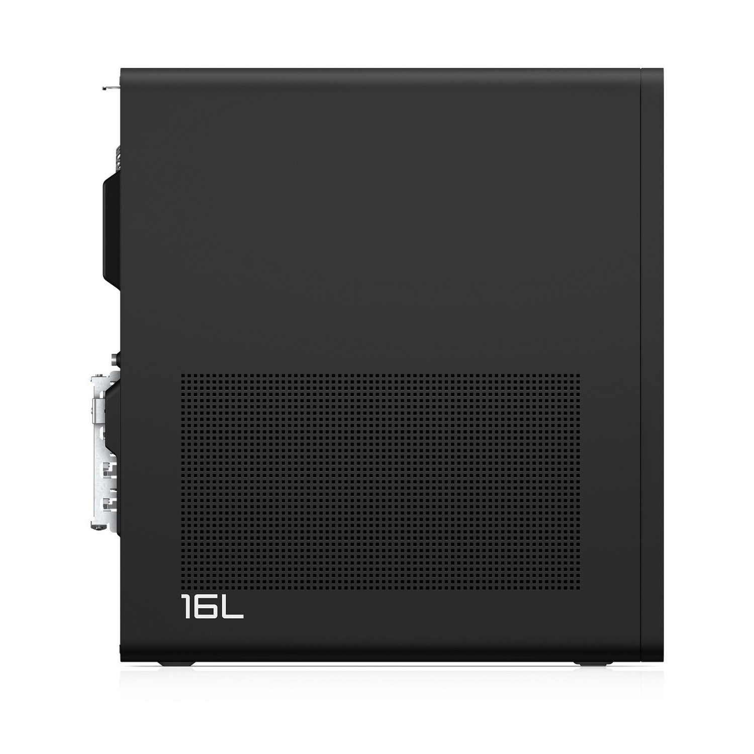 Case del computer nero con griglia di ventilazione e la scritta 16L.