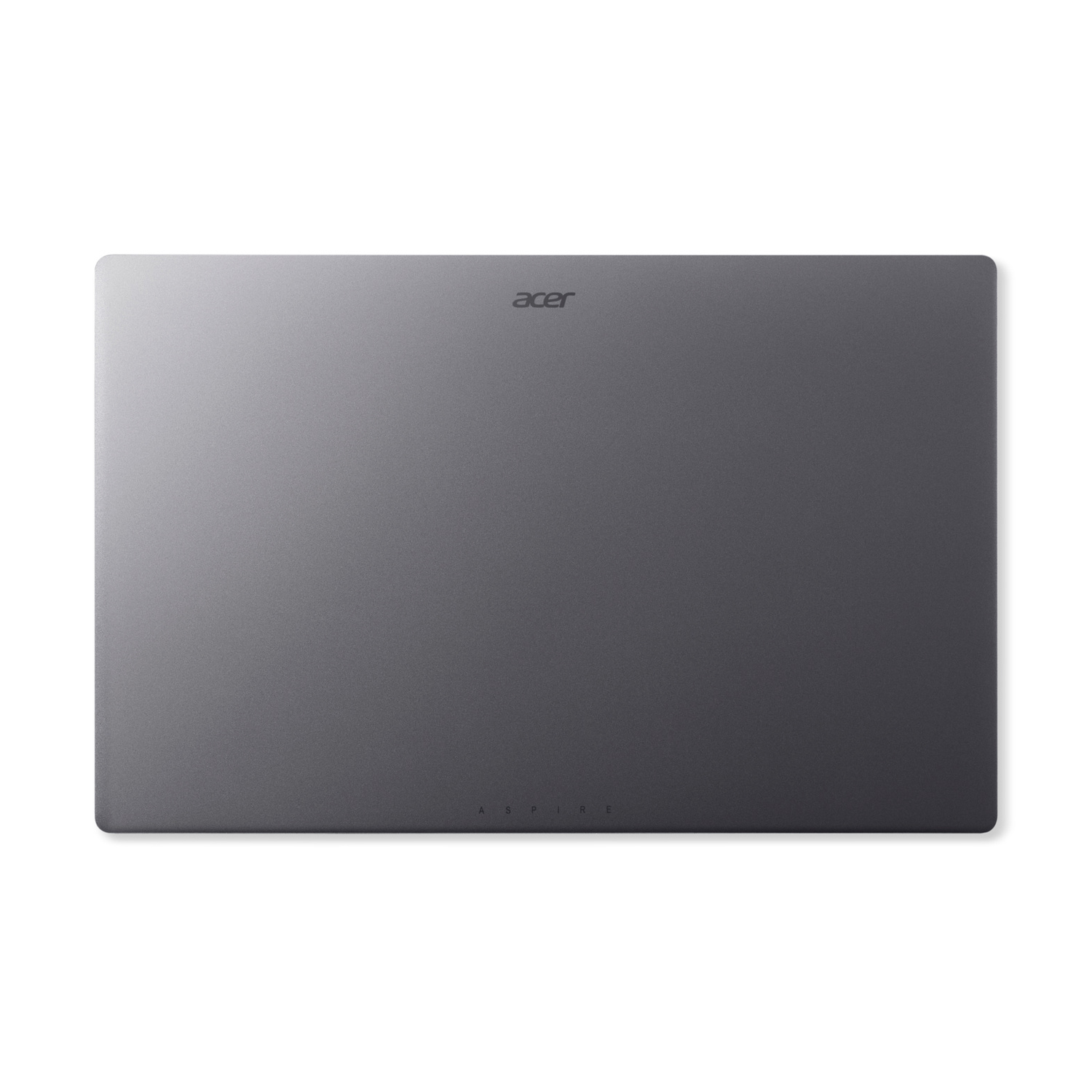 Laptop grigio Acer Aspire, chiuso, su sfondo bianco.