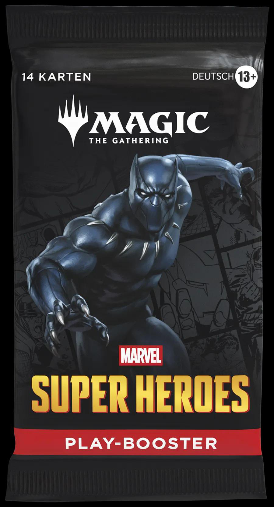 Magic The Gathering Marvel Super Heroes Play-Booster Pack mit Black Panther.