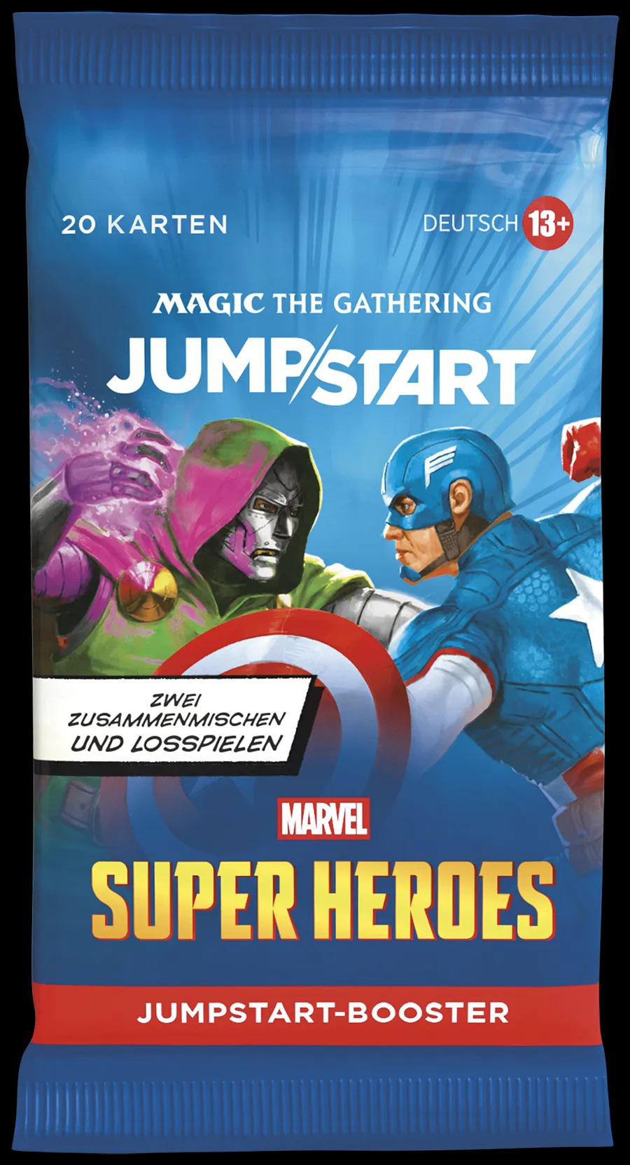 Magic The Gathering Jumpstart Marvel Super Heroes Booster Pack mit Dr. Doom und Captain America.