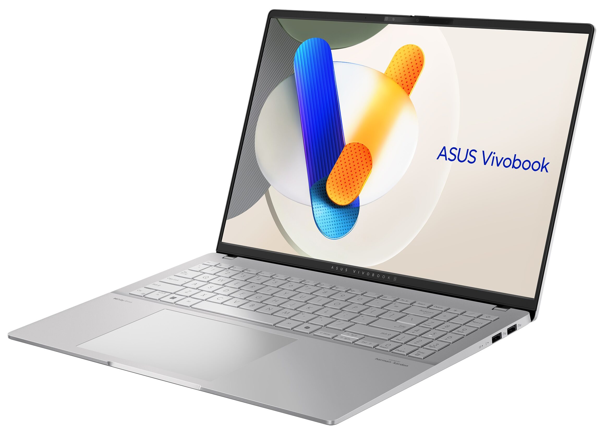 Ezüst Asus Vivobook laptop billentyűzettel és érintőpaddal.