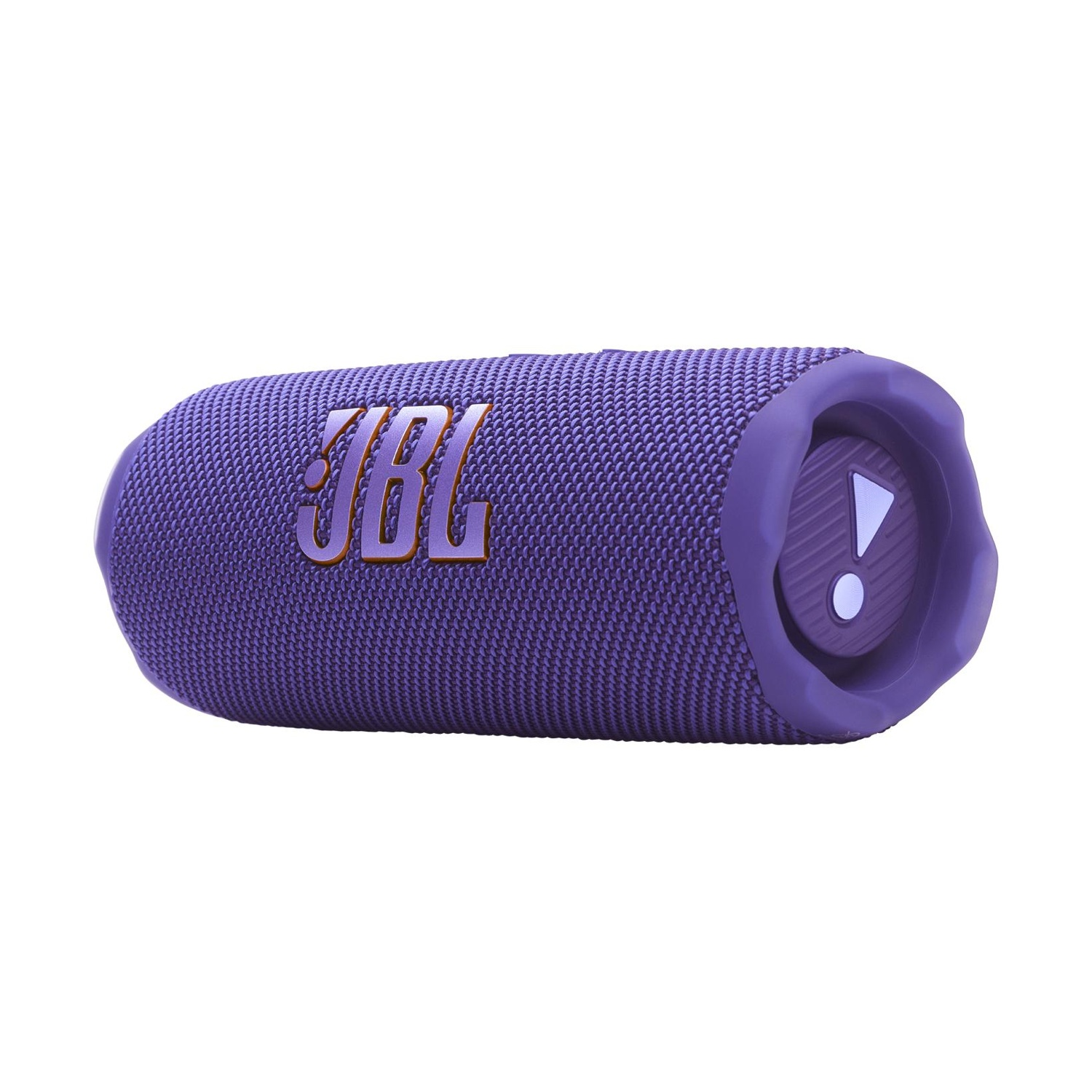 Cassa JBL viola con logo JBL e pulsante play su sfondo bianco.