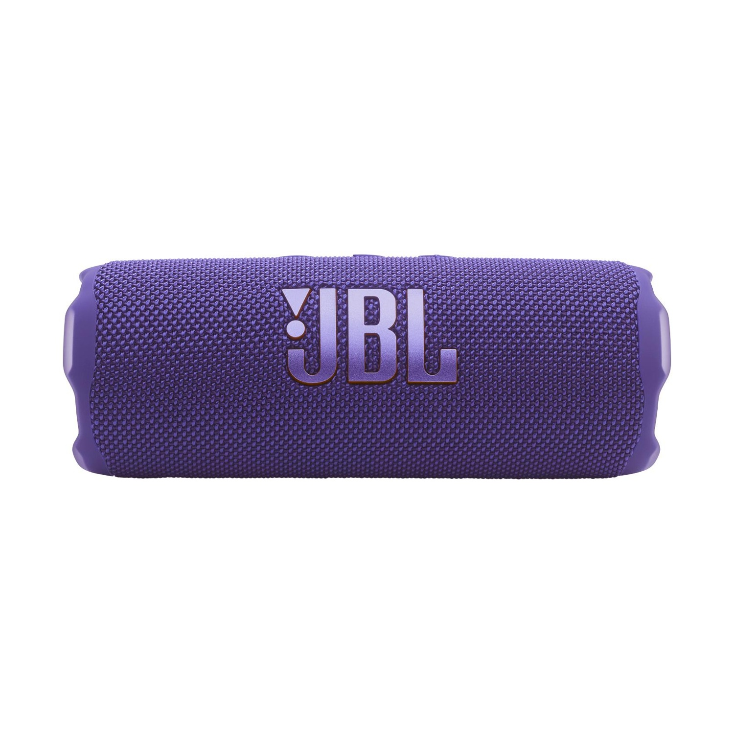 Altoparlante Bluetooth JBL viola con griglia in tessuto e logo.