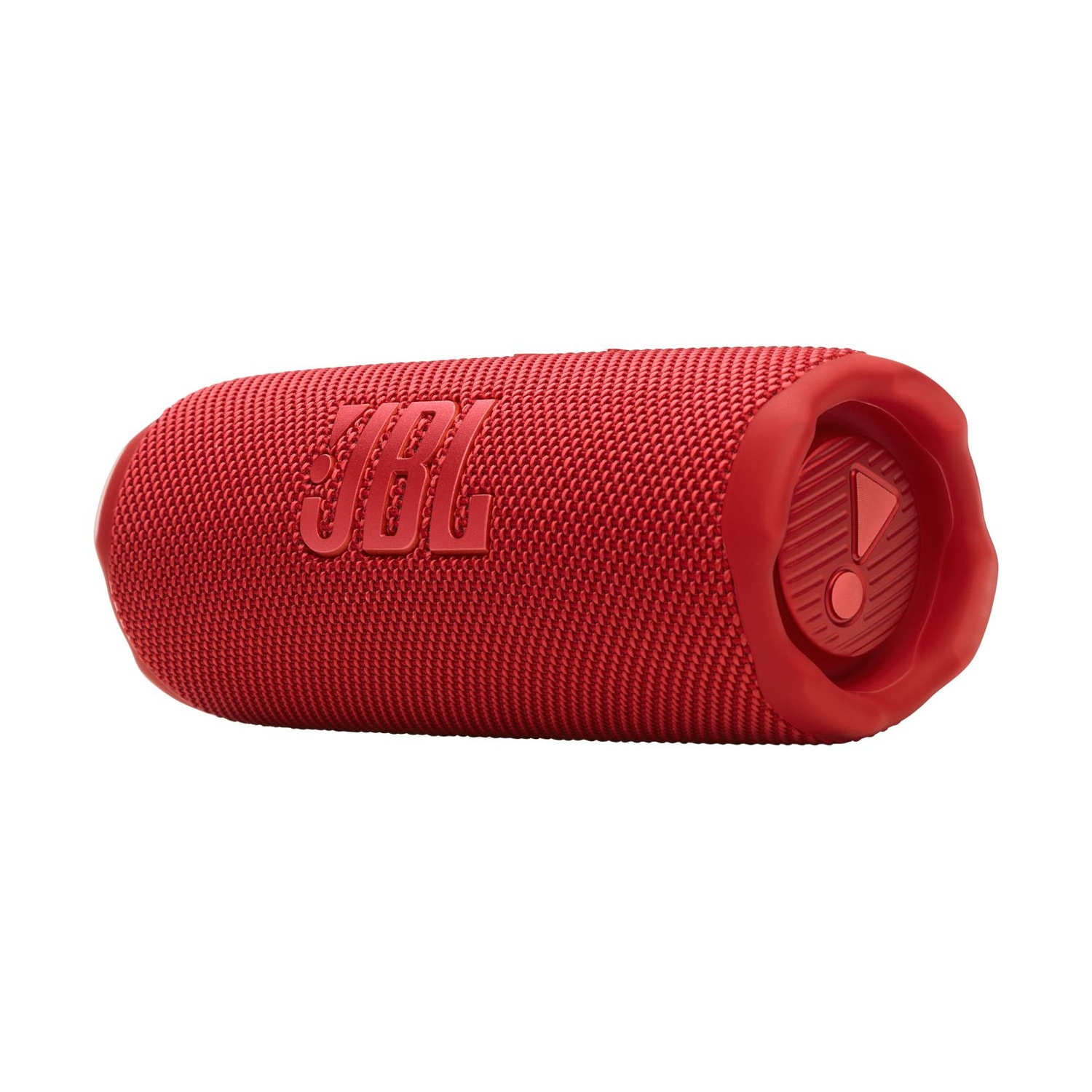 Altoparlante JBL rosso con copertura in tessuto e logo.