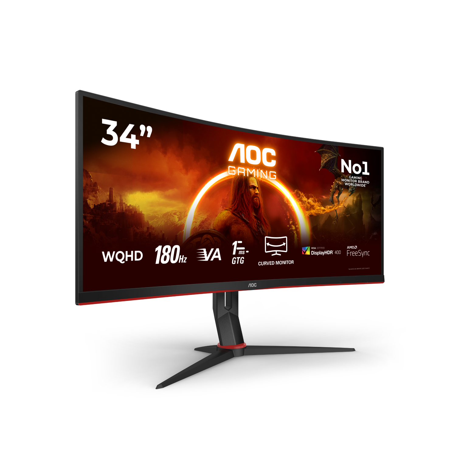 Un monitor gaming de 34 pulgadas con WQHD, 180Hz, 1ms GTG, HDR400 y FreeSync.