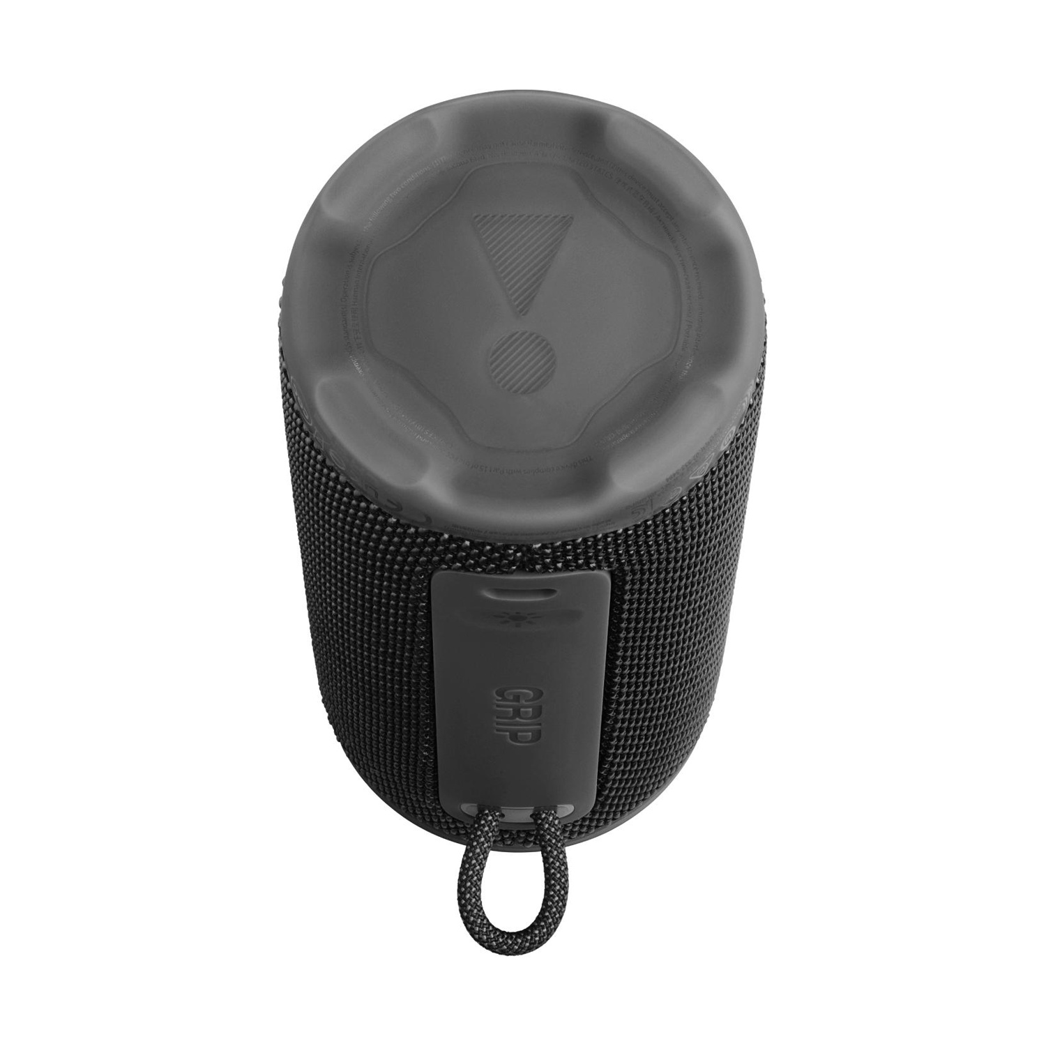 Altoparlante portatile nero testurizzato con tracolla "Grip".