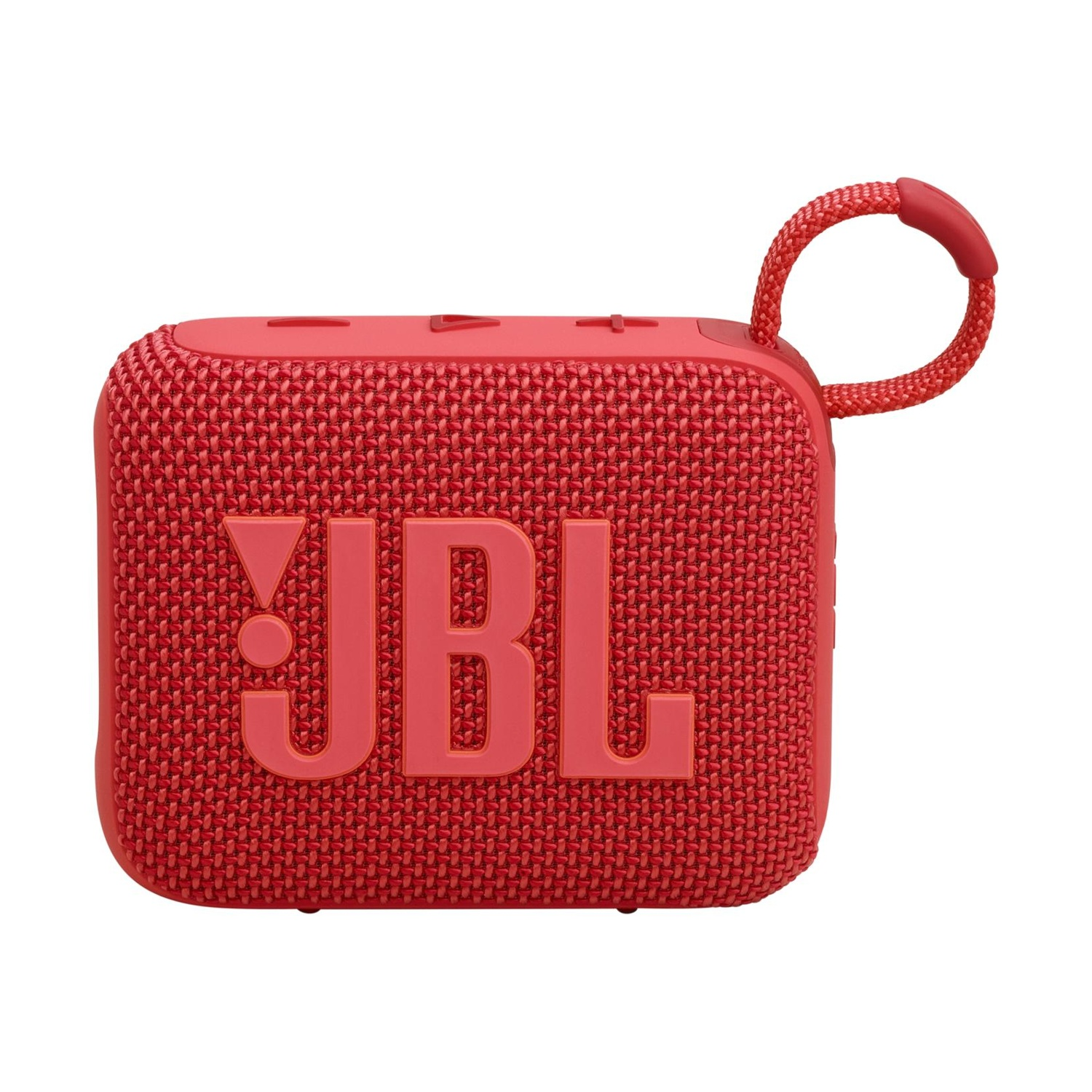 Altoparlante JBL Go 3 rosso con laccetto e logo JBL.