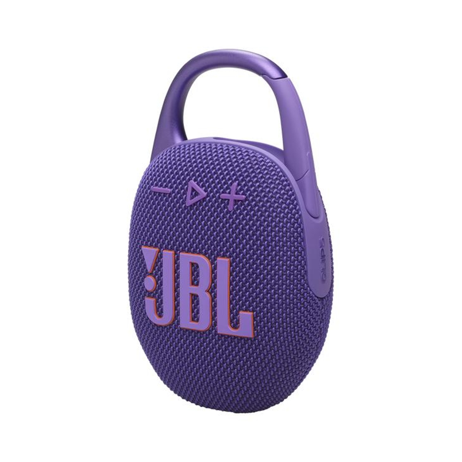 Altoparlante JBL Clip 4 viola con manico e pulsanti.
