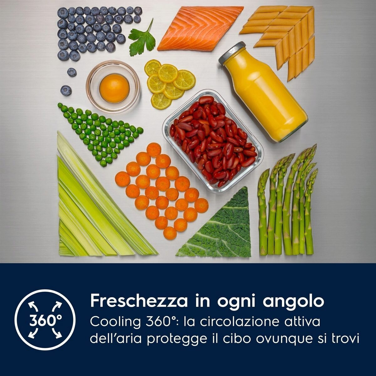 Freschezza in ogni angolo. Raffreddamento 360°: l'aria in circolazione protegge.