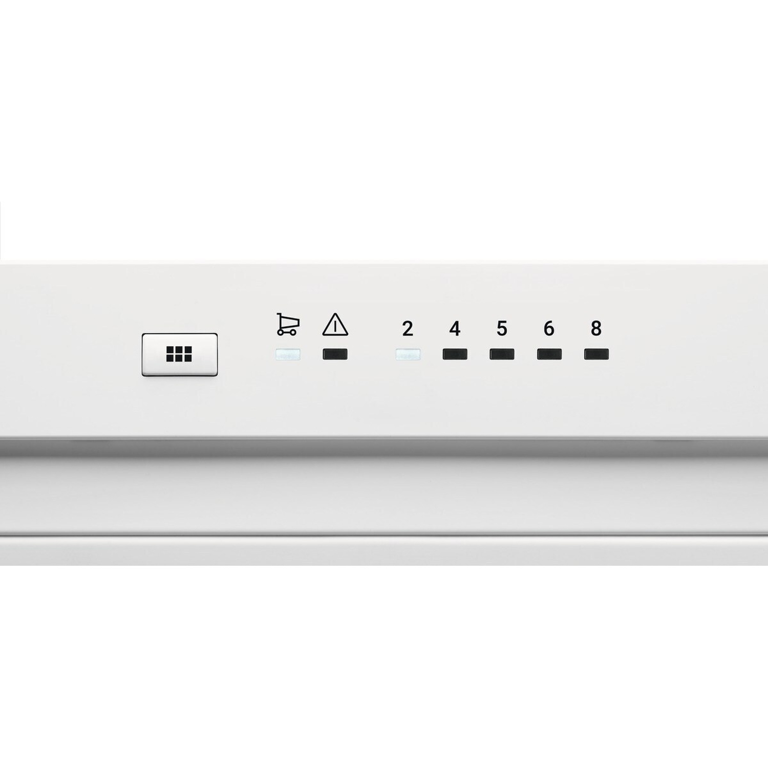 Un pannello di controllo bianco con icone e numeri.