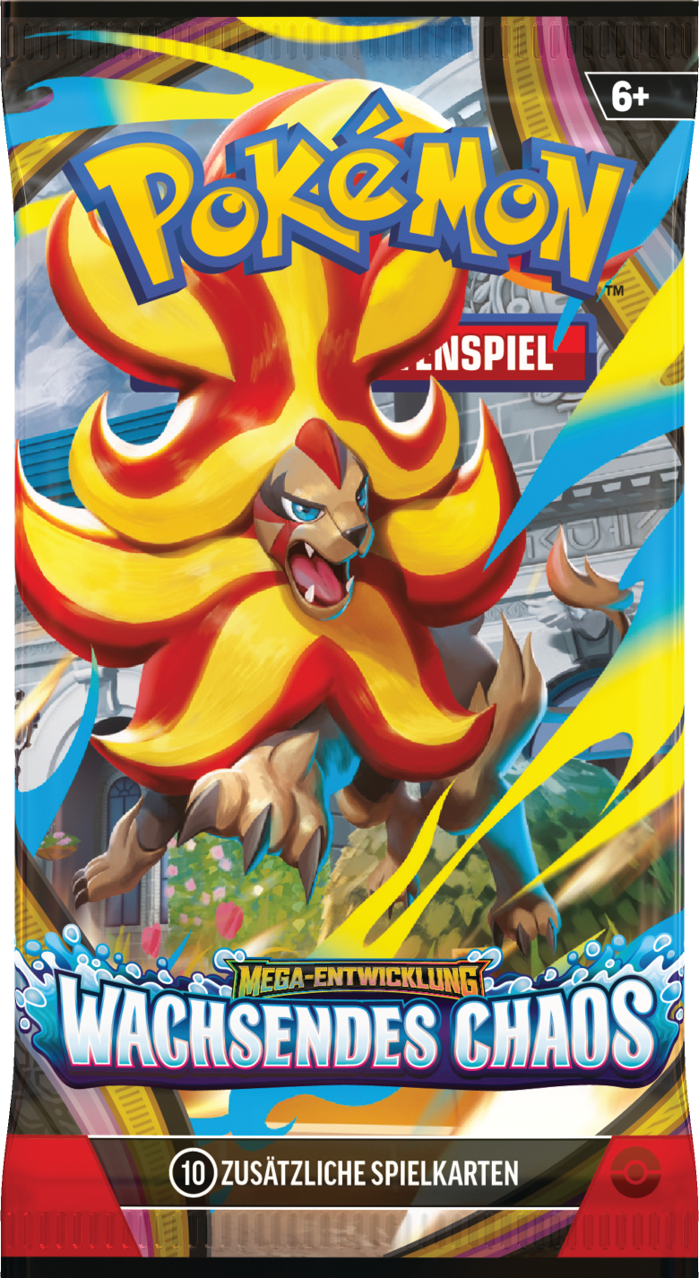 Pokémon Sammelkartenspiel Erweiterung mit Löwen-Pokémon auf Packung