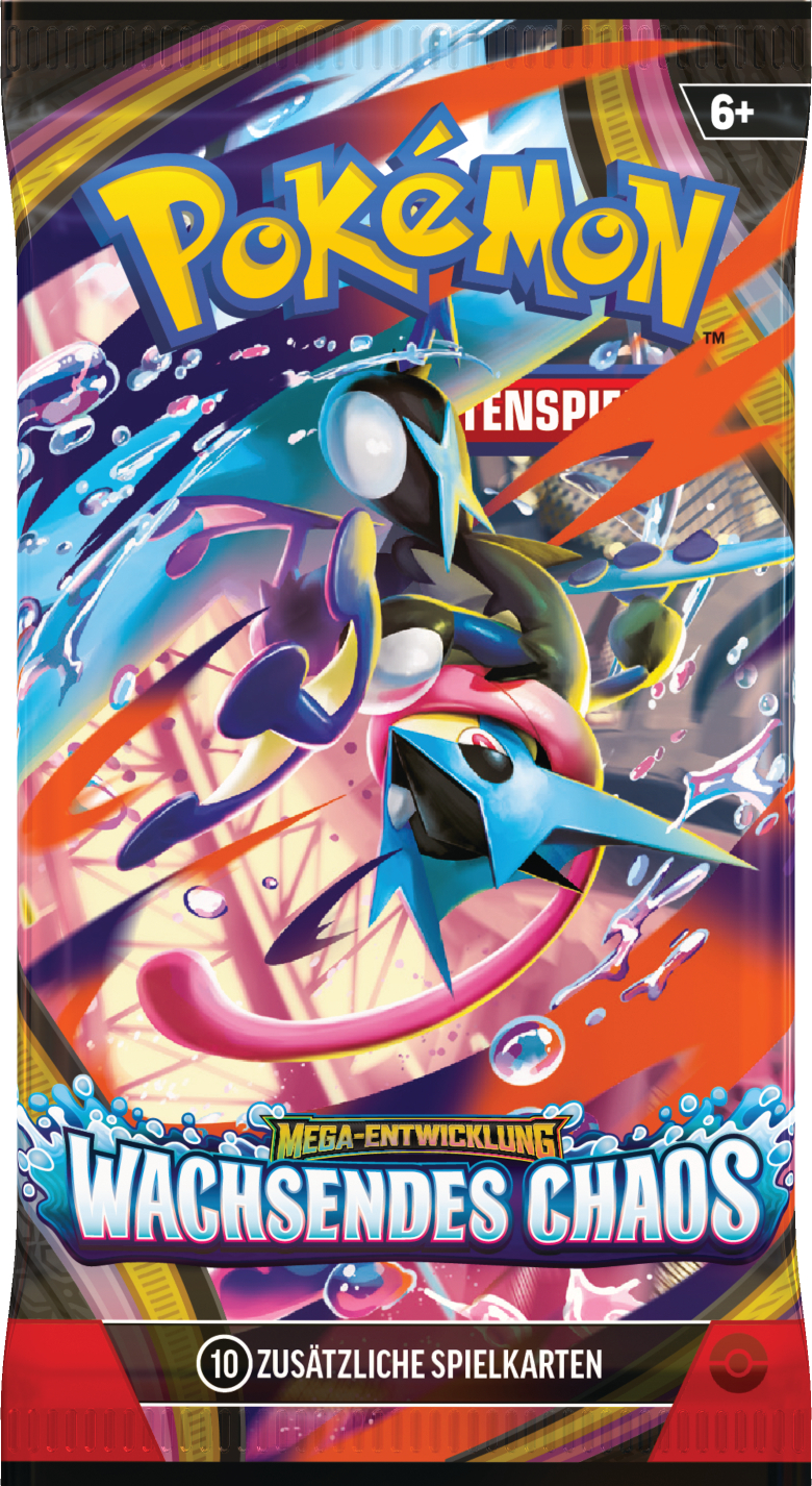 Pokemon-Sammelkartenspiel-Erweiterung mit Greninja im Kampf, 6+ Jahre.