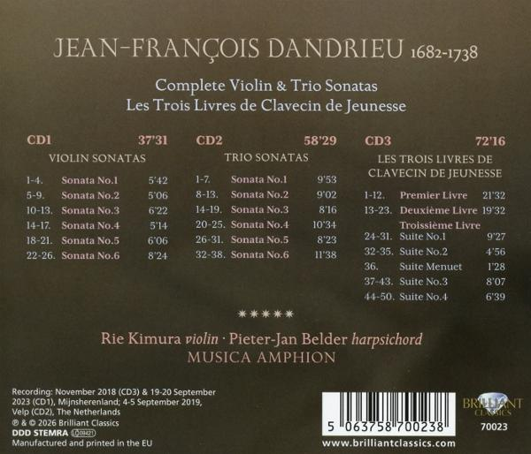 CD-Cover mit Werkliste von Jean-François Dandrieu, Komponist 1682-1738.
