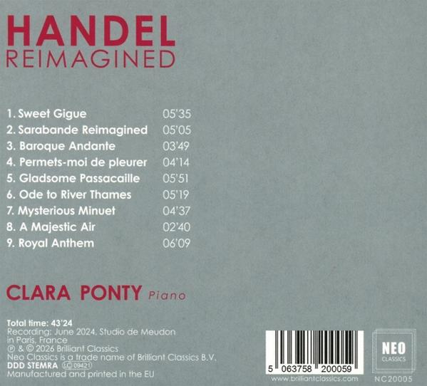 Albumcover mit Titel HANDEL REIMAGINED, Liedliste, K&uuml;nstler CLARA PONTY Piano.