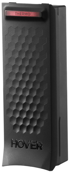 Schwarzes Gerät mit Wabendesign und rotem 'Thermo'-Balken.