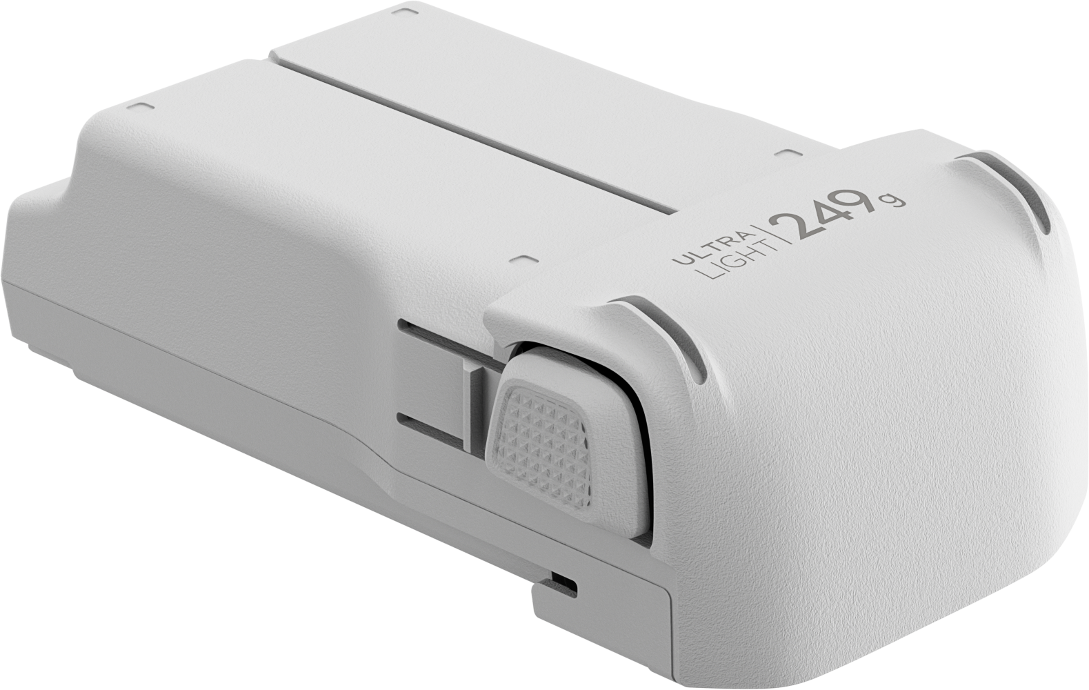 Une batterie de drone blanche étiquetée « ULTRA LIGHT 249g ».