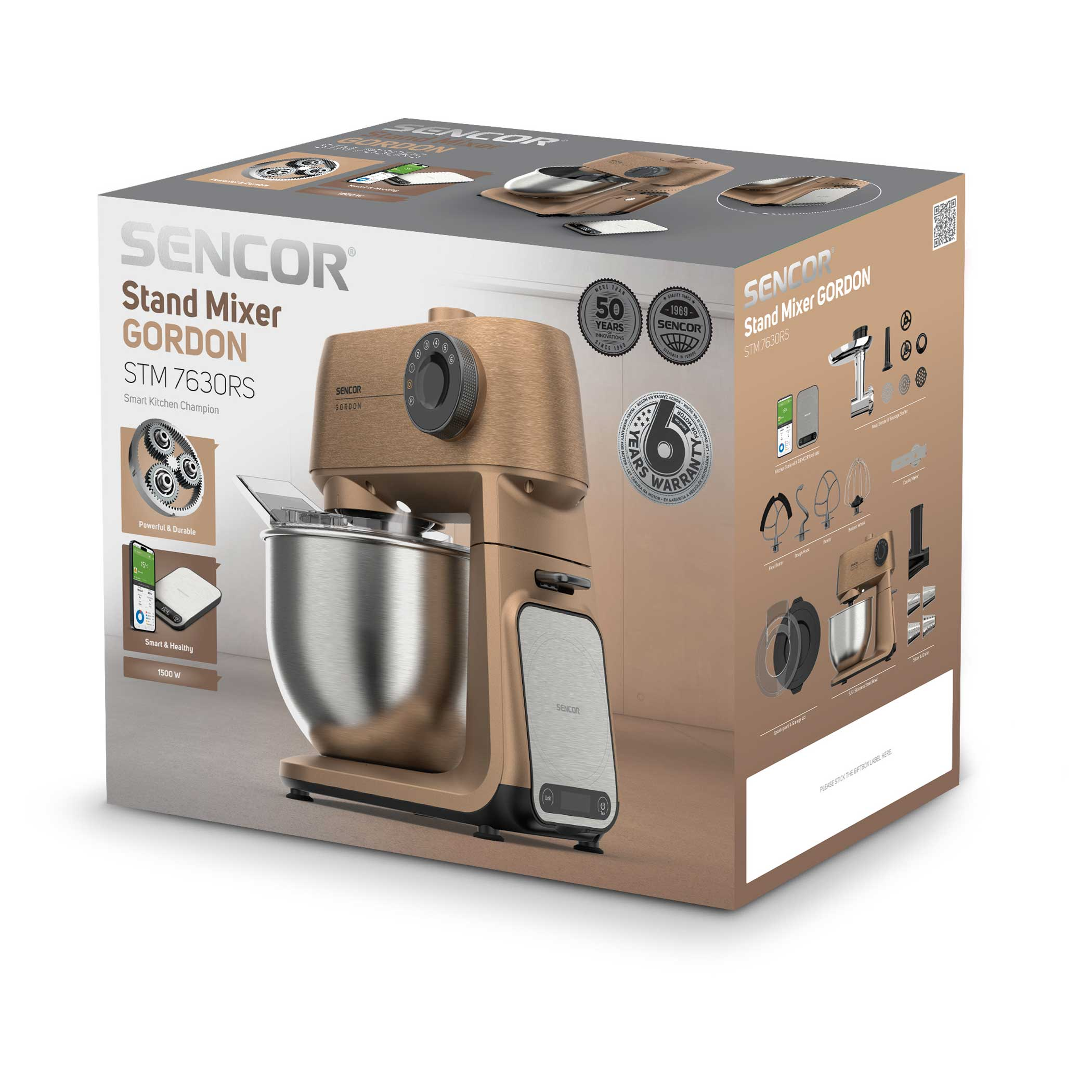 Bronz színű SENCOR GORDON STM 7630RS álló mixer doboza.