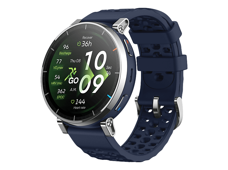 AMAZFIT Active 3 Premium Smartwatch Edelstahl Silikon, Armband Breite: 20 mm, Atlas Blue