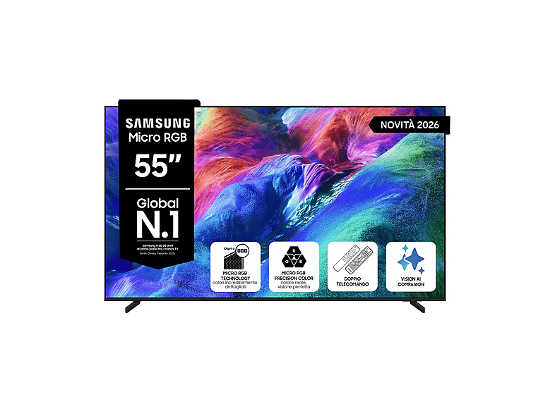 SAMSUNG Micro RGB AI TV 55” MRE55R85HAUXZT, Engine, Color Booster Pro, 4K Upscaling, Motion Xcelerator 144Hz, Dolby Atmos & OTS Lite, Monolith Edge Design, Vision Smart TV, 2026