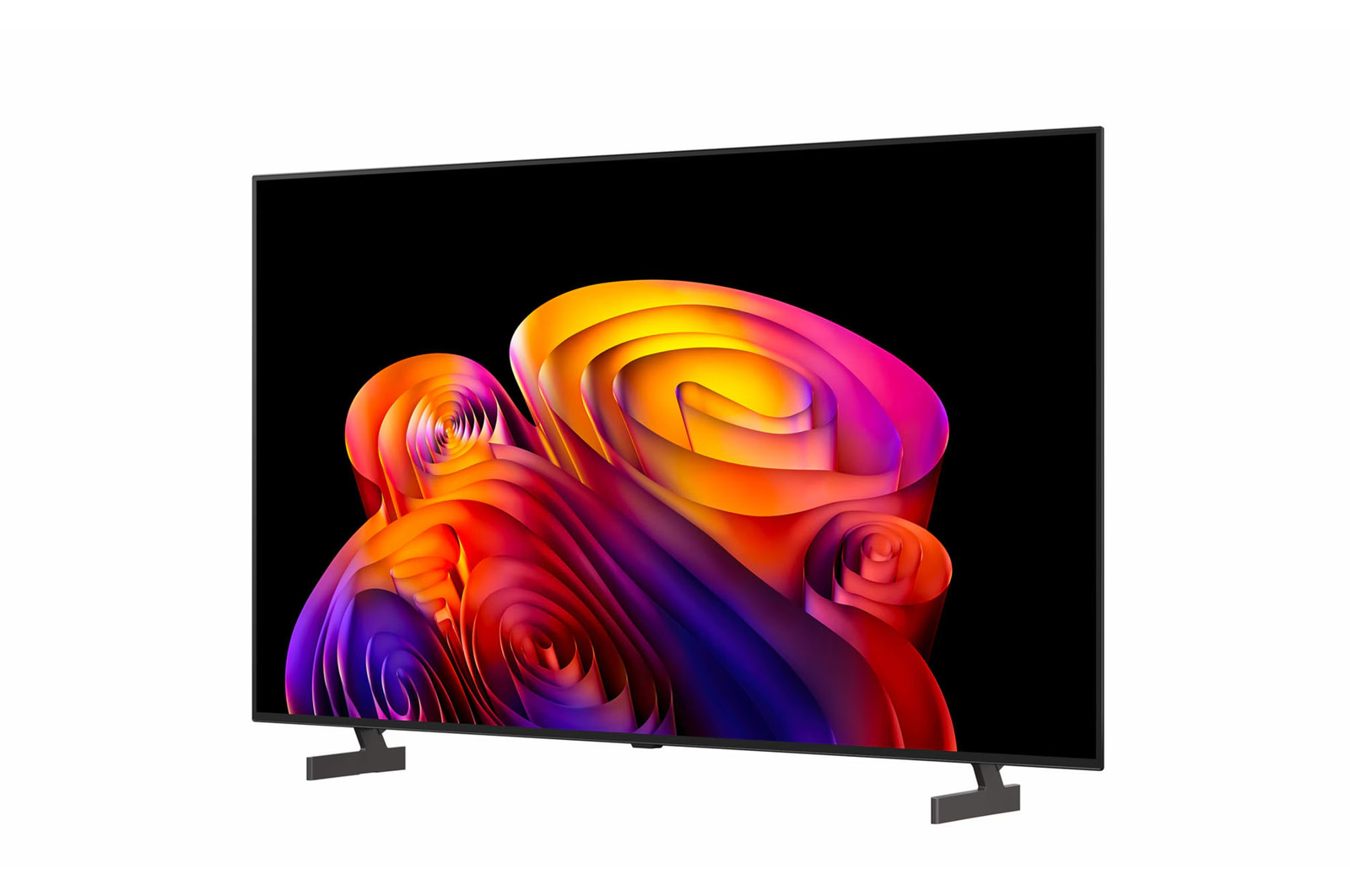 Un televisor moderno que muestra una imagen abstracta y vibrante.