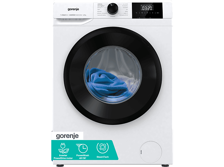 Pralka Slim GORENJE W3NGPI72SBS/PL 7 kg 1200 obr/min | SteamTech | ExtraHygiene | silnik inwerterowy