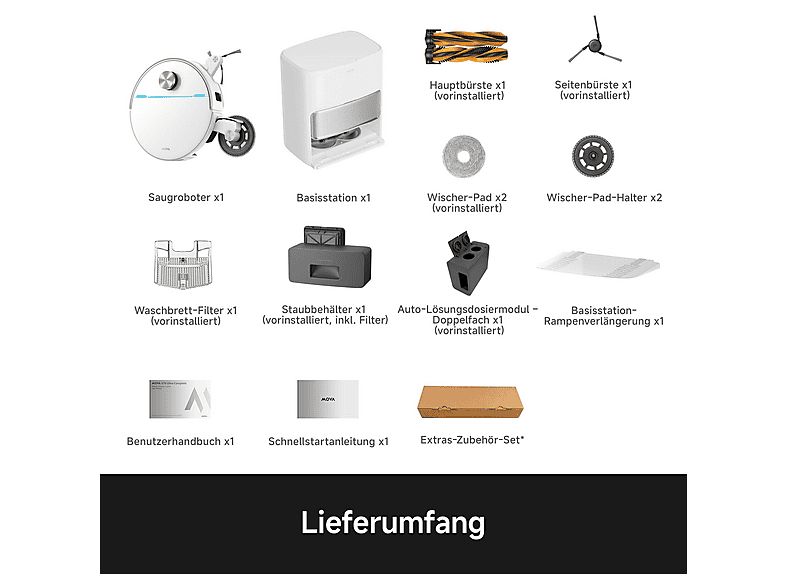 movA V70 Ultra Complete Saug- und Wischroboter (Weiß, Laufzeit: 220 min, mit Absaugstation) — Foto 5 von 5