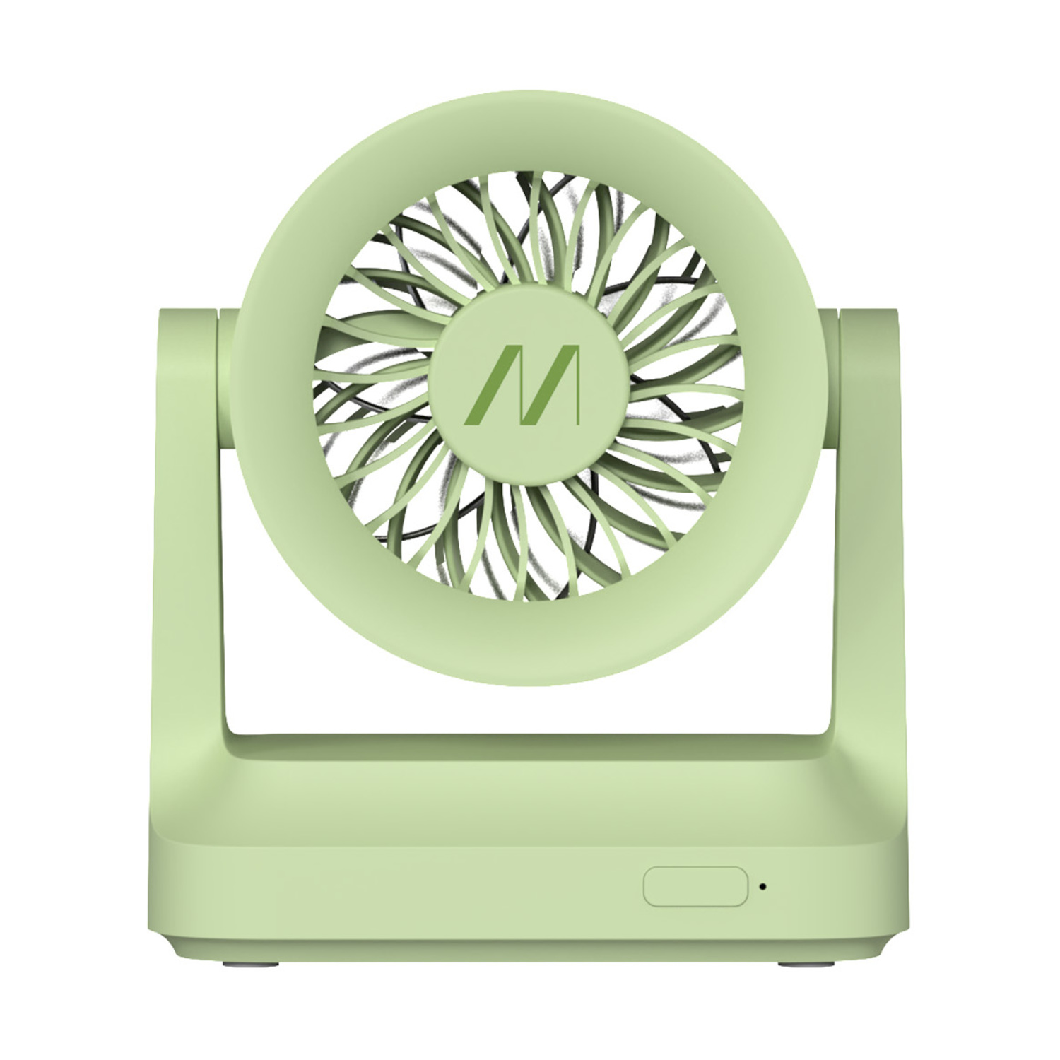 Una piccola ventola verde chiaro con logo M sulla parte centrale.