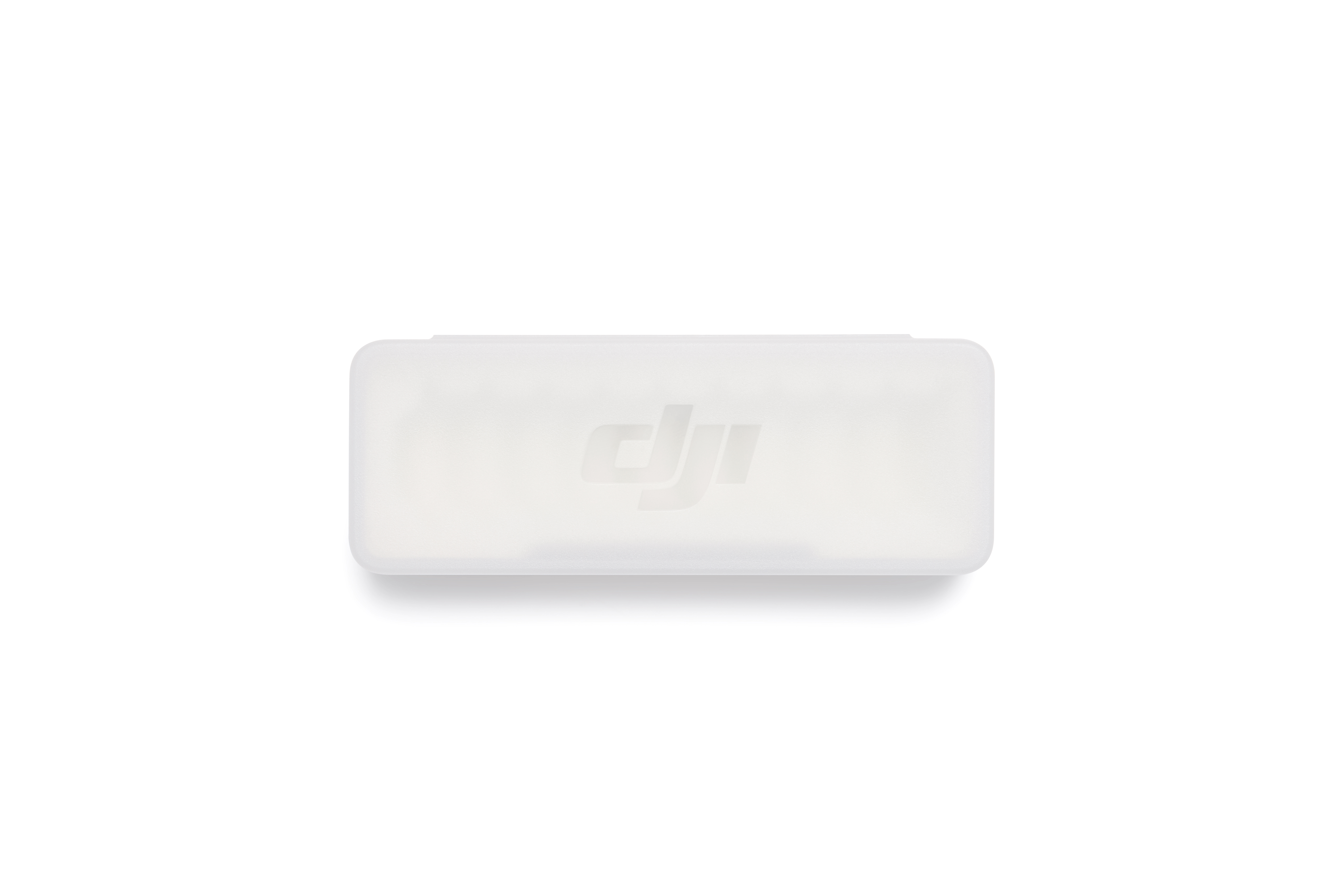 Ein weißes, rechteckiges DJI-Etui mit abgerundeten Ecken.