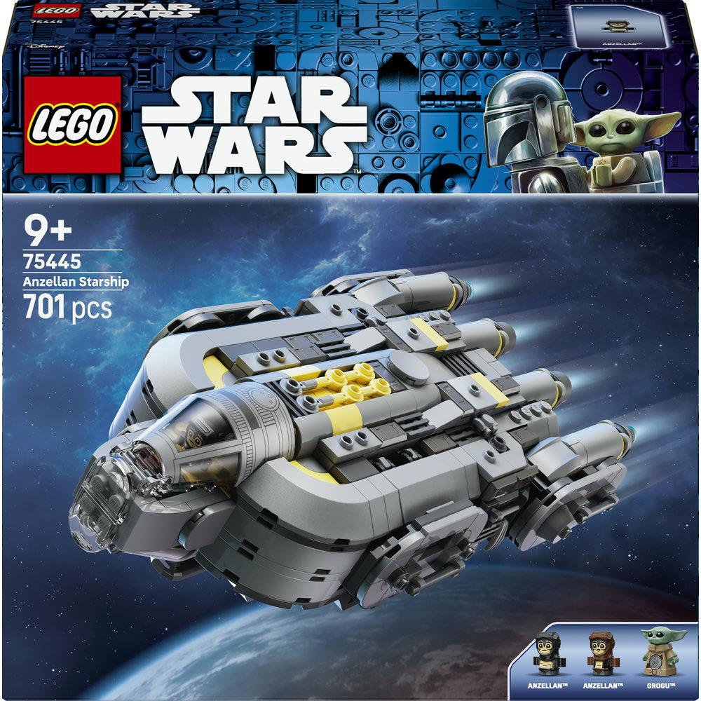 LEGO Star Wars Anzellan Starship mit 701 Teilen, im Weltraum fliegend.