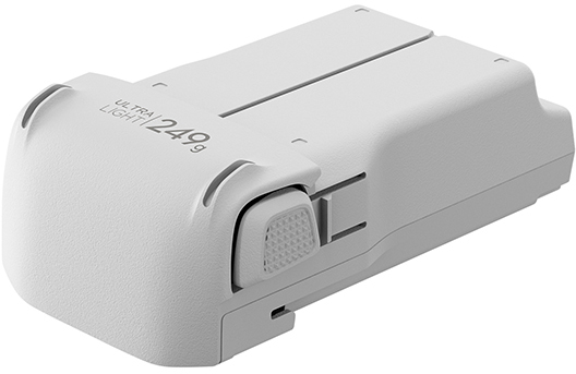 Een witte dronebatterij met de tekst 'ULTRA LIGHT / 249g'.