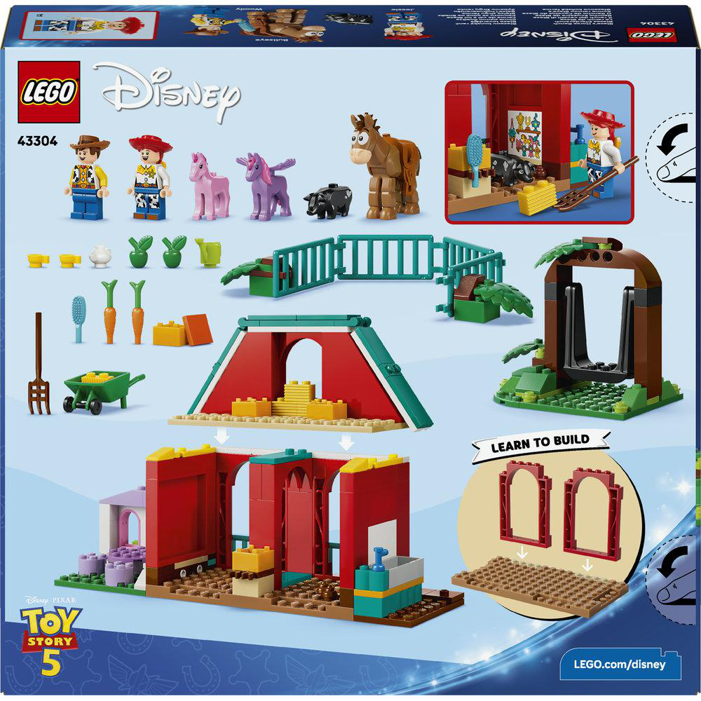 LEGO Toy Story Set mit Figuren, Tieren und Gebäudeteilen.