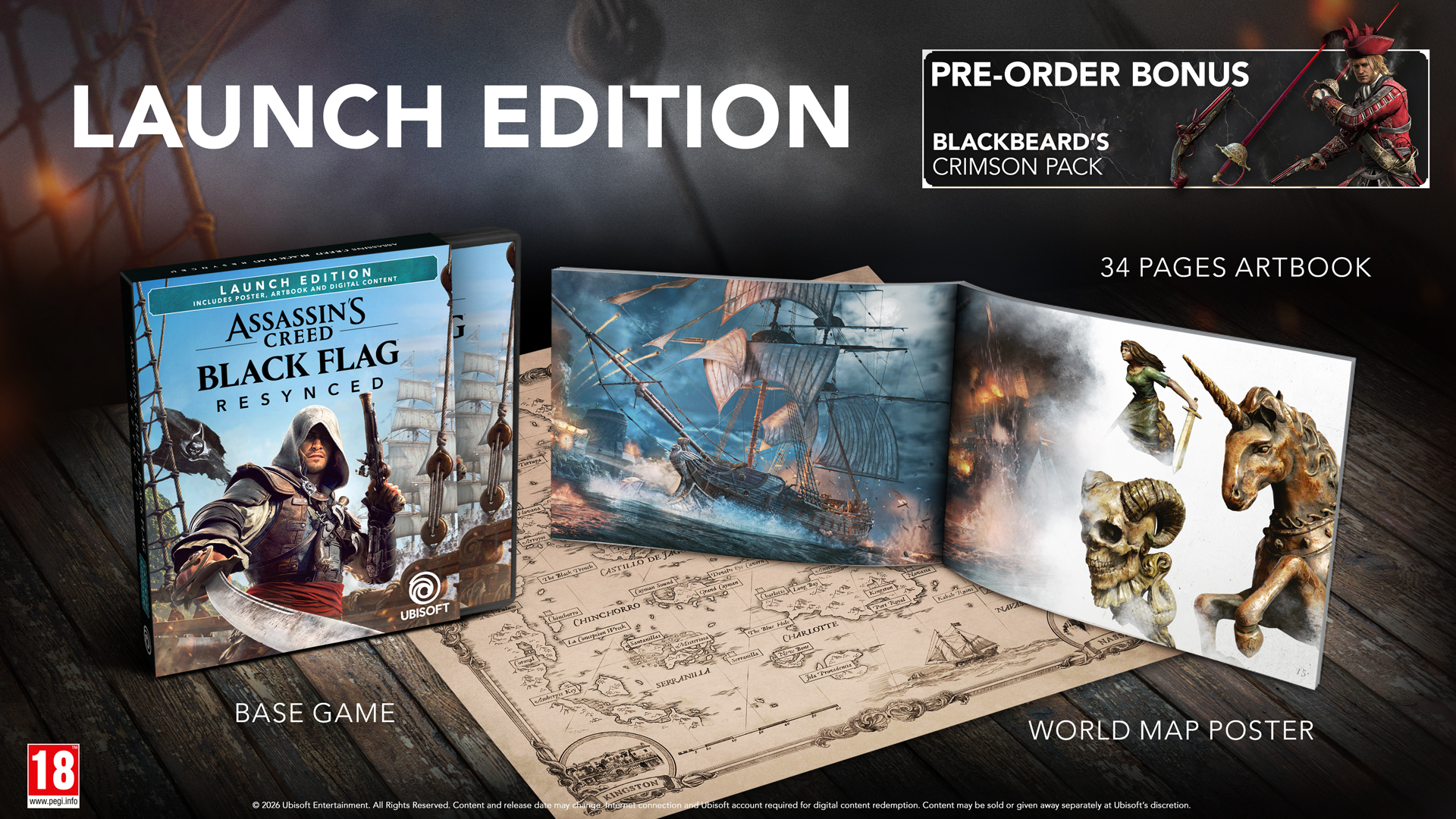 Assassin's Creed Black Flag Launch Edition játékkal, térképpel és artbookkal.